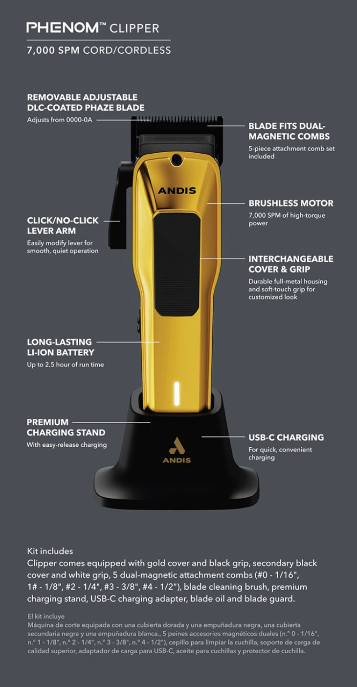 Andis phenom cordless clipper with premium charging stand