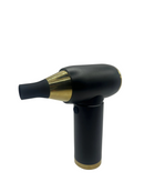 electric cordless mini barber  jet strong turbo fan air duster black/gold- with integrated vacuum cleaner accessory