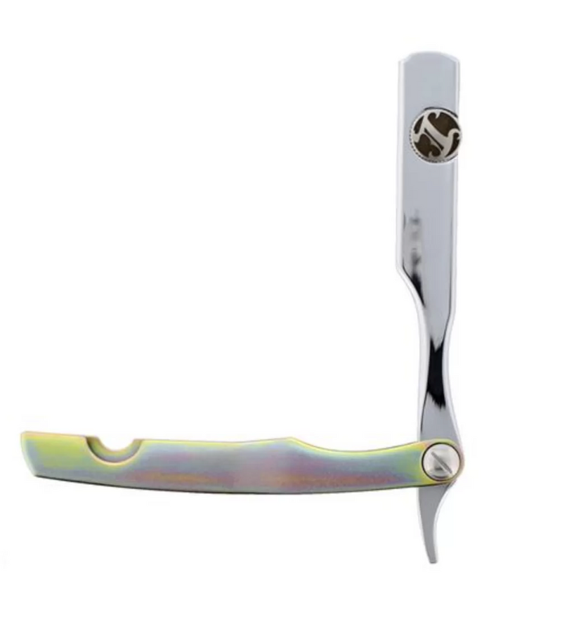 Irving barber co. CHROME & YELLOW ZINC Razor holder