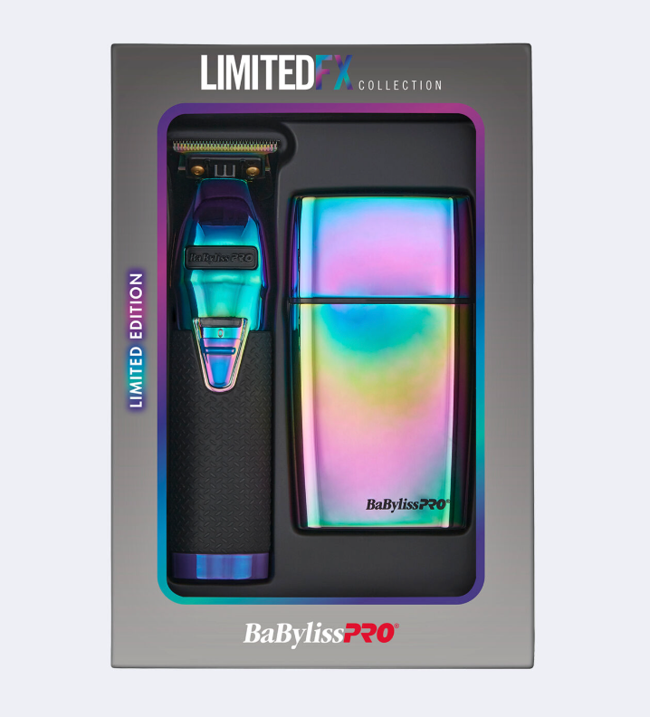 BABYLISSPRO® LIMITEDFX IRIDESCENT TRIMMER AND DOUBLE-FOIL SHAVER PREPACK (FXDUOFS2TRB)