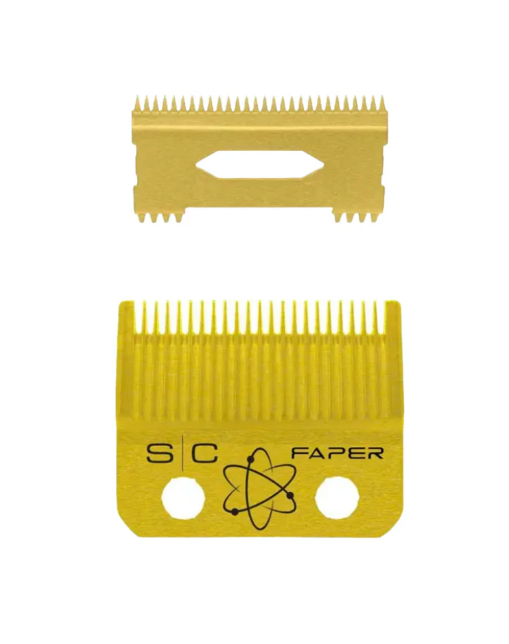 StyleCraft Fixed Gold Titanium Faper Clipper Blade w/ Moving Slim Deep Cutter Set (SC525G)