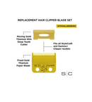 StyleCraft Fixed Gold Titanium Faper Clipper Blade w/ Moving Slim Deep Cutter Set (SC525G)