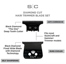 StyleCraft replacement diamond cut fixed black diamond dlc hair trimmer blade with the one cutter set SC541B