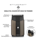StyleCraft Ace Single Foil Shaver with built-in Trimmer