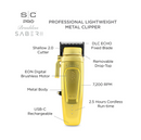 StyleCraft Saber 2.0 Cordless Modular Clipper w/ High-Torque Digital Brushless Motor - Gold