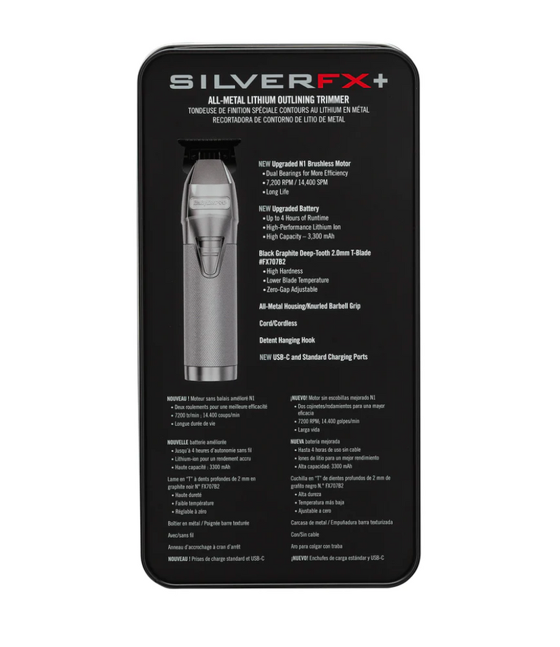 BaBylissPRO (New/Upgraded) SilverFX+ Outlining Cordless Trimmer (FX787NS)