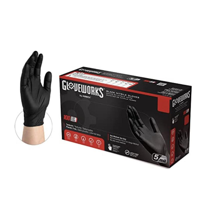 Glove Works Black Nitrile gloves 100