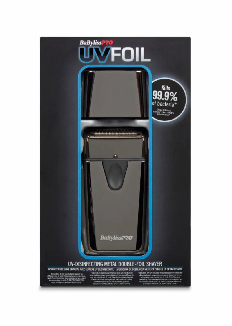 BaBylissPRO UVFOIL Disinfecting UV Metal Double Foil Cordless Shaver – kills 99.9% of bacteria – FXLFS2