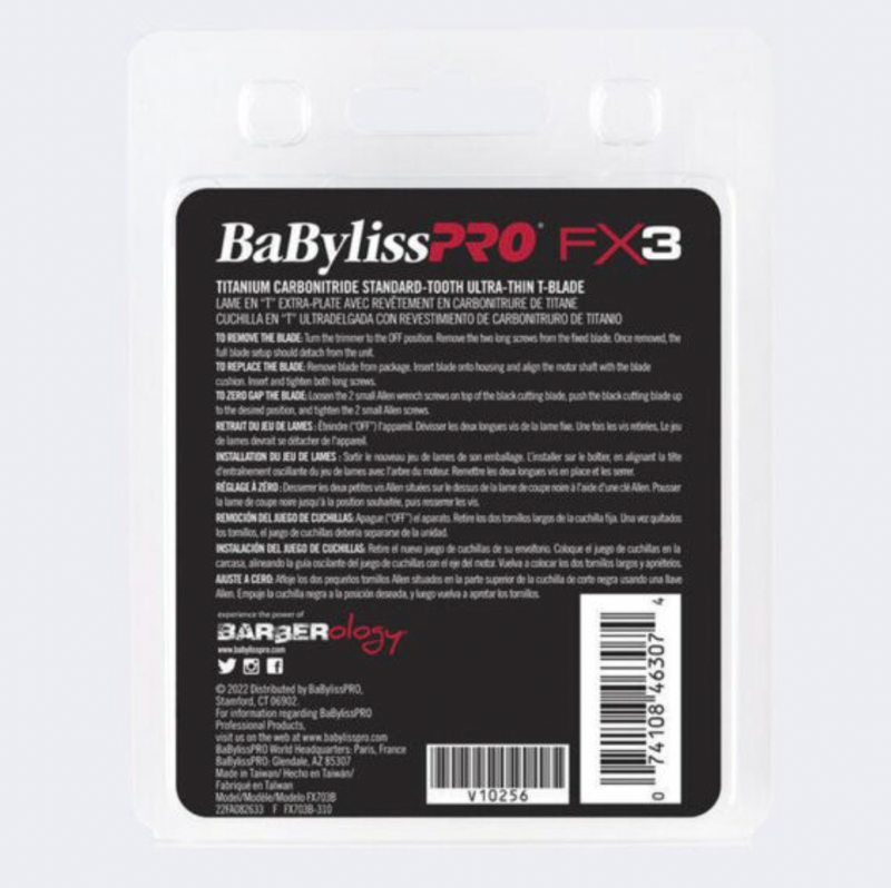 BaBylissPRO Fx3 Trimmer Titanium Carbon-Nitride Standard-Tooth Ultra-Thin Zero Gap Replacement Blade FX703B