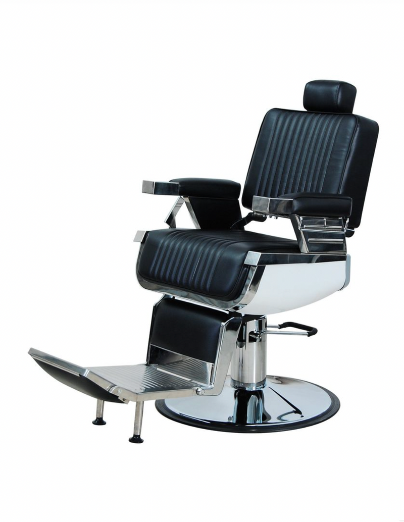 K-CONCEPT Lincoln Barber Chair Black with headrest up