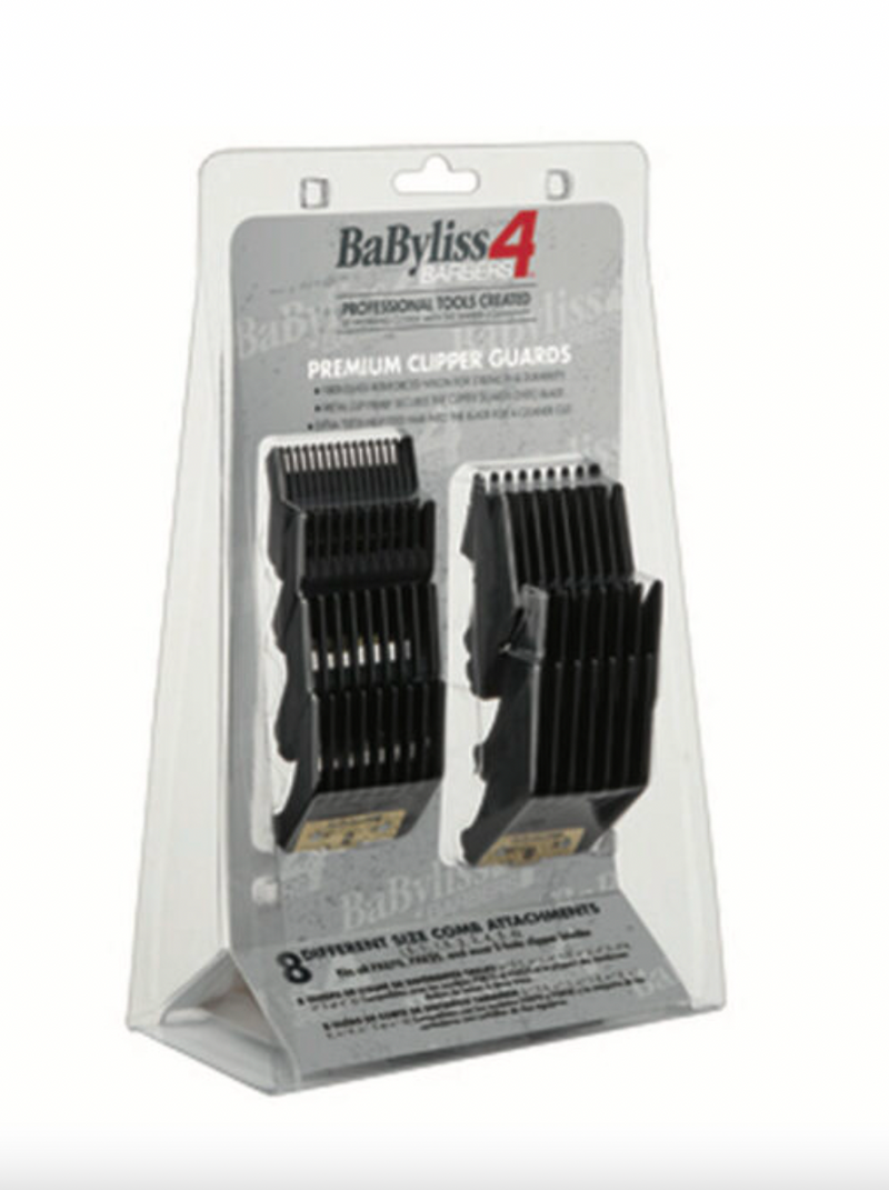 BaBylissPRO BaByliss4Barbers Premium Clipper Guards Set 8pc Guides with Gold Metal Clip FXPCG