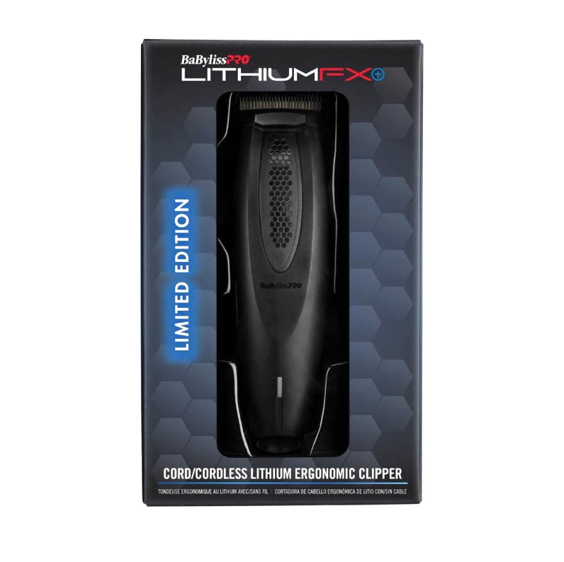 BABYLISSPRO® LITHIUMFX+ MATTE BLACK CORD/CORDLESS LITHIUM ERGONOMIC CLIPPER