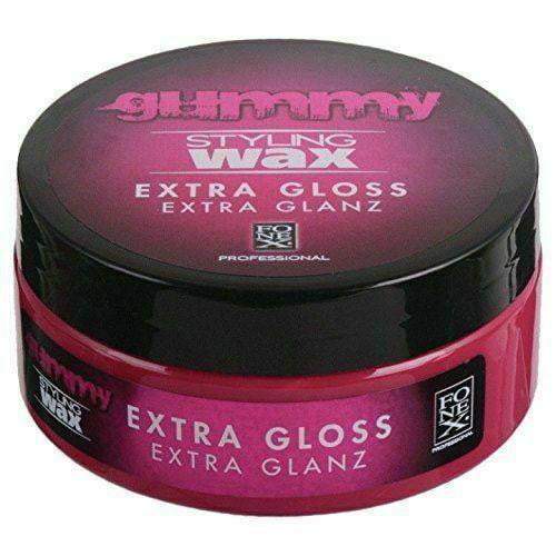 Gummy extra gloss styling hair wax.