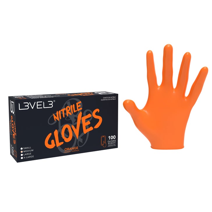 L3VEL3™ PROFESSIONAL ORANGE NITRILE GLOVES - 100 PACK